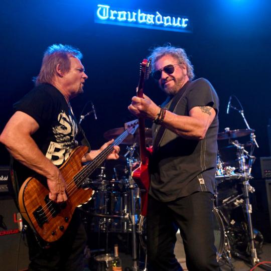  Musicians Michael Anthony and Sammy Hagar perform onstage with of The Circle during an exclusive SiriusXM concert in support of the new album 'Space Between' at The Troubadour on May 07, 2019 in Los Angeles, California. (Photo by Scott Dudelson/Getty Images)