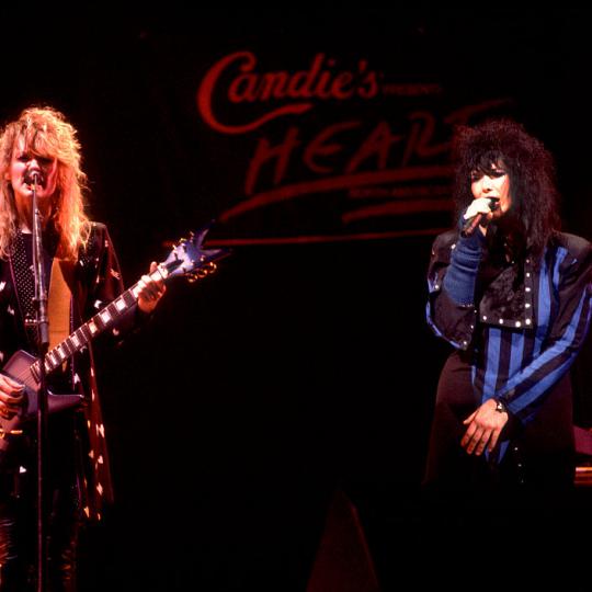 Ann and Nancy Wilson of Heart performing at the Holiday Star Theater in Merrillville, Indiana, February 7, 1984. (Photo by Paul Natkin/Getty Images)