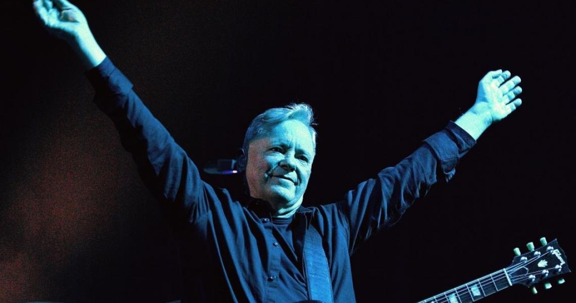 Bernard Sumner of New Order performs on stage at Alexandra Palace on November 9, 2018 in London, England. (Photo by Gus Stewart/Redferns)