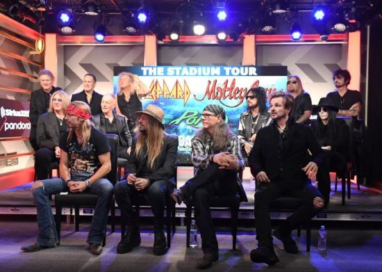 DECEMBER 04: (L-R) Nikki Sixx, Vince Neil, Mick Mars, and Tommy Lee of Mötley Crüe attend the Press Conference with Mötley Crüe, Def Leppard, and Poison announcing 2020 Stadium Tour on December 04, 2019 in Hollywood, California. (Photo by Kevin Winter/Getty Images)