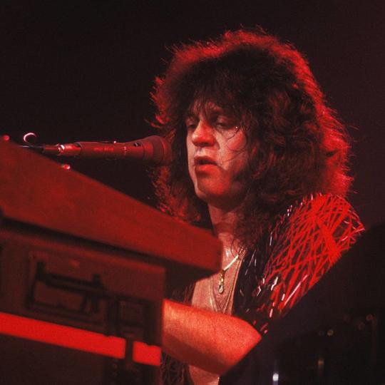 Gregg Rolie of Journey performs on stage in New York in 1979. (Photo by Richard E. Aaron/Redferns)