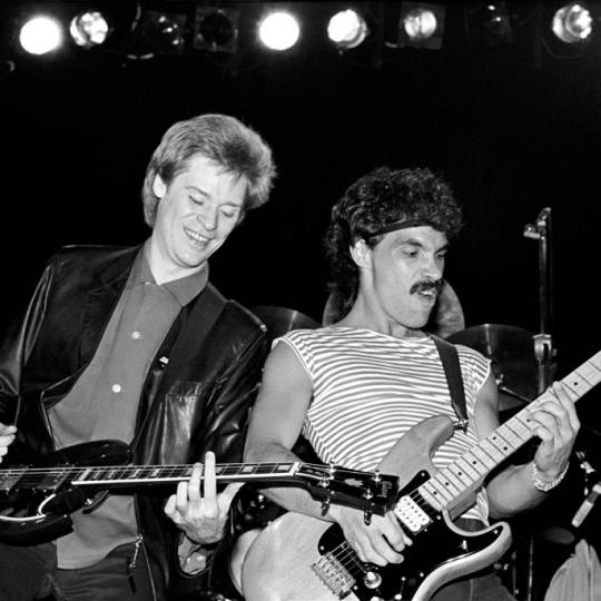(MANDATORY CREDIT Ebet Roberts/Redferns) Hall & Oates, Daryl Hall and John Oates, performing on tour in May 1980. (Photo by Ebet Roberts/Redferns)