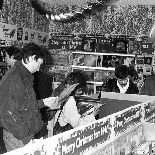 Record shoppers in the '80s