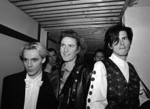 Members of the pop group Duran Duran, who took Milan by storm last night, as 1,000 screaming fans greeted them before they played. From left: Nick Rhodes, Simon Le Bon and John Taylor (Photo by PA Images via Getty Images)