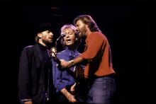 Bee Gees in 1989. L-R: Maurice, Robin and Barry Gibb