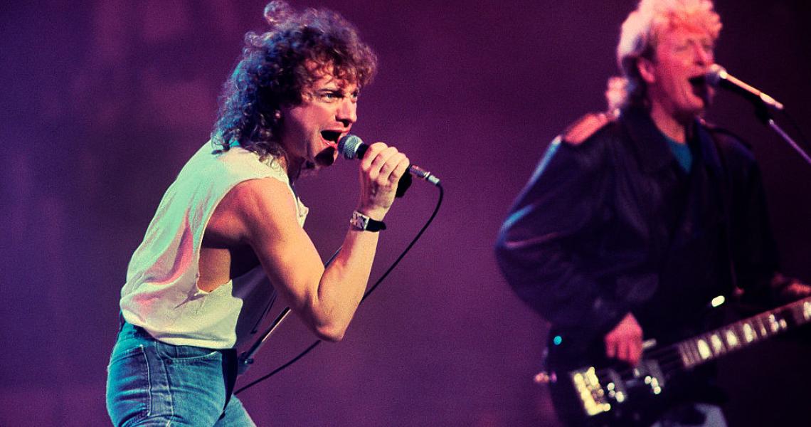 merican-based rock band Foreigner performs onstage during the Atlantic Records 40th Anniversary Concert at Madison Square Garden, New York, New York, May 14, 1988. Pictured are vocalist Lou Gramm and Rick Wills on bass guitar. (Photo by Paul Natkin/Getty Images)