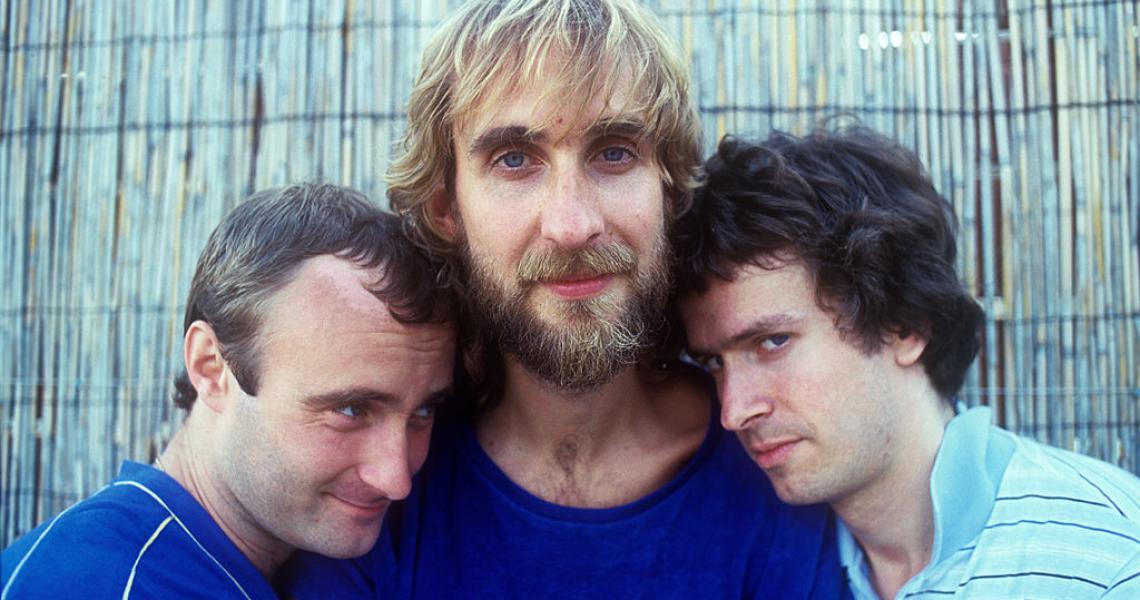 Portrait of the British singer Phil Collins, the British bassist and guitarist Mike Rutherford and the British keyboards player Tony Banks. They having a role in the British musical band called Genesis. 1981 (Photo by Angelo Deligio/Mondadori via Getty Images)