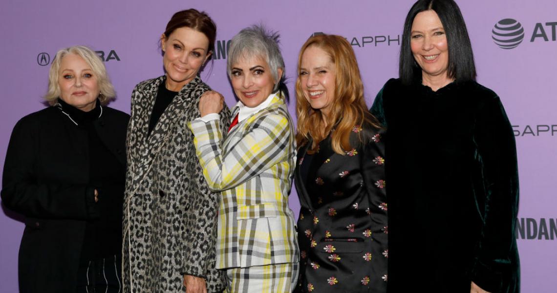 PARK CITY, UTAH - JANUARY 24: (L-R) Kathy Valentine, Jane Wiedlin, Belinda Carlisle, Gina Shock, and Charlotte Caffey attends the "The Go-Gos" premiere during the 2020 Sundance Film Festival at Library Center Theater on January 24, 2020 in Park City, Utah. (Photo by Tibrina Hobson/Getty Images)