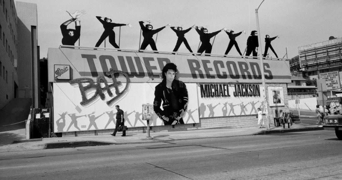 Michael Jackson 'Bad' display at Tower Records, 1987