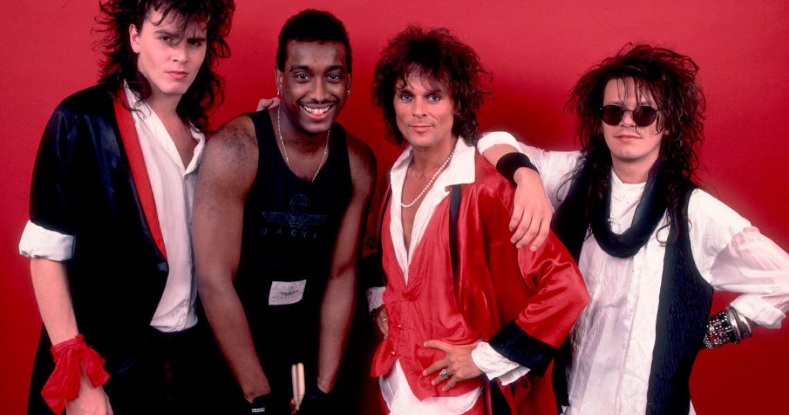 The Power Station in 1985. L-R: John Taylor, Tony Thompson, Michael Des Barres, Andy Taylor