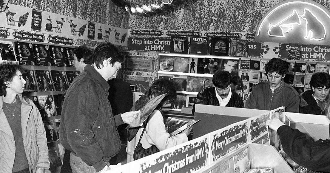 Record shoppers in the '80s